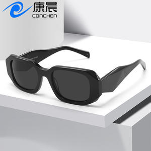 Gafas de sol poligonales de acetato negro UV400 polarizadas unisex, gafas de moda para protección solar, viajes y conducción - Product Image 3