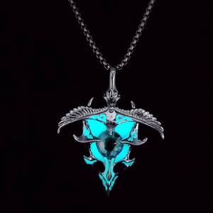 Collier pendentif œil mystique gothique hypoallergénique avec pointe <span class=keywords><strong>de</strong></span> flèche ailée bleue et chaîne en argent massif - Product Image 5