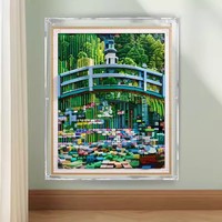 Vitrine d'exposition transparente en plastique acrylique avec fixation à vis 3 mm pour la peinture artistique Monet Pont aux Nénuphars, compatible LEGO 31220