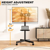 Troli TV Mobile Baja untuk TV 23"-60" / VESA Maksimal 400x400mm (40kg) dengan Roda 360° +8 hingga -2° Kemiringan, Alas Berbentuk X, Rak Penyimpanan