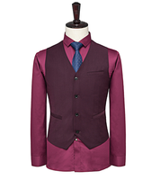 Gilet Unisexe en Laine Respirante de Bonne Qualité, Uniforme de Restaurant Formel, Vêtement d'Extérieur Printemps Homme/Femme avec Boutons Décoratifs Rouge/Bleu
