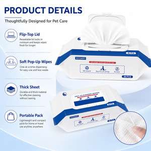 Toallitas Húmedas <span class=keywords><strong>para</strong></span> <span class=keywords><strong>Perros</strong></span> y Gatos, 80 Unidades, Limpieza de Ojos y Partes del Cuerpo, Sin Necesidad de Enjuague, Material de Fibra de Papel - Product Image 3