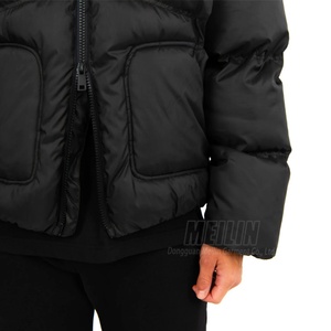 Vestes en duvet personnalisées pour hommes, vêtements d'hiver, veste en nylon de haute qualité, double fermeture éclair, coupe et couture, veste matelassée noire en duvet pour hommes - Product Image 6