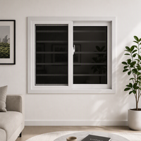 Fenêtre coulissante UPVC résistante aux ouragans avec verre trempé noir laminé pour villa côtière, résistante aux intempéries, conforme CE ISO9001