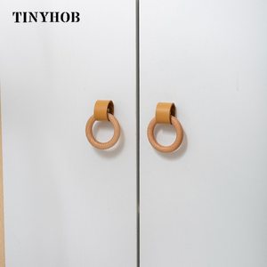 Bouton <span class=keywords><strong>de</strong></span> meuble circulaire en bois naturel poignées <span class=keywords><strong>de</strong></span> <span class=keywords><strong>porte</strong></span> d'armoires <span class=keywords><strong>de</strong></span> cuisine poignées <span class=keywords><strong>de</strong></span> tiroir poignées en cuir <span class=keywords><strong>de</strong></span> <span class=keywords><strong>vachette</strong></span> pour quincaillerie d'ameublement - Product Image 4