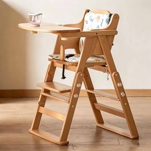 Silla Alta de Madera Plegable con Altura Ajustable y Reposapiés, Moderna para el Hogar, Sala de Estar, Ecológica, Duradera, para Comer - Product Image 5