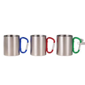 Taza de Café de Acero Inoxidable de Doble Capa de 300 ml para Exteriores, con Asa de Mosquetón, para Deportes, Camping y Escalada, Portátil, Venta al Por Mayor - Product Image 5