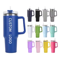 Bouteille d'eau isotherme portable en acier inoxydable de 40 oz avec logo personnalisé, tasse anti-fuite, gobelet sous vide avec couvercle et poignée