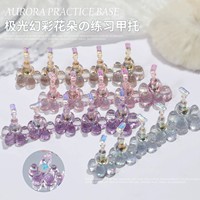 Support magnétique pour la pratique des ongles, support de manucure, paillettes, motifs de fleurs, 1 ensemble