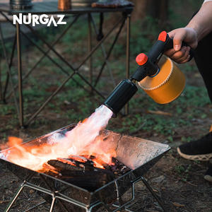 Lanzallamas de mano NURGAZ, antorcha ajustable de alta potencia para acampar al aire libre, encendido de fuego, cuerpo metálico, negro y plateado - Product Image 3