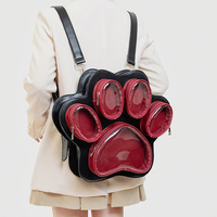 Mochila de gran capacidad con diseño original personalizado, multicapa, transparente, con diseño de huellas de perro y gato, estilo Ita Bag, para muñecas de peluche, con PU