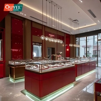 Vitrine à bijoux sur mesure en bois laqué verrouillable pour zone commerciale haut de gamme et présentoir de détail