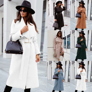 <span class=keywords><strong>Manteau</strong></span> <span class=keywords><strong>Long</strong></span> en laine mélangée pour femme, élégant, <span class=keywords><strong>avec</strong></span> <span class=keywords><strong>ceinture</strong></span>, couleur unie, manches longues, vêtements d'extérieur chics, <span class=keywords><strong>blanc</strong></span>, hiver - Product Image 1