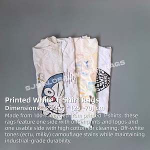 Chiffons de nettoyage industriels en coton blanc imprimé, lavables, absorbants et réutilisables pour atelier - Product Image 2