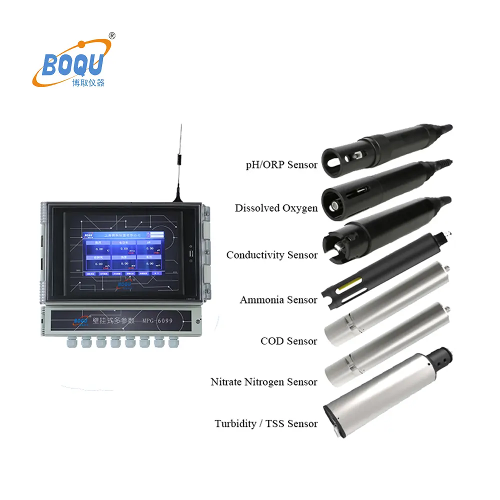 Fabricante BOQU Multi IOT Analizador de calidad del agua Nitrato Amoníaco PH sensor Sonda TDS Temperatura 6 en 1 Medidor de prueba