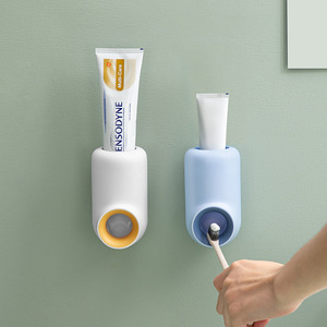 Toothpaste Dispenser Wall Mounted Squeezer Round Blue Easy To Clean Household Bathroom Toothpaste Holder - Product Image 1