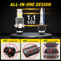 Ampoules de phare LED AUXITO D4S, lumière blanche 6500K, remplacement direct des ampoules HID, double 1:1, ampoules de phare HID