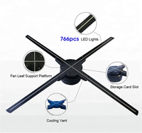 Écran Led Holographique Lecteur de Publicité Ventilateur d'hologramme Résolution HD Épissage Holo Mur Wifi 3D 65cm 4 Lames 766pcs