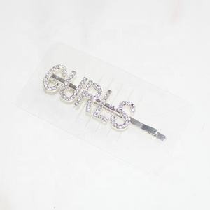 Diamantes de imitación de plata personalizados gratis nombre en inglés letra mayúscula <span class=keywords><strong>palabras</strong></span> Bobby Clip pines dorados - Product Image 5