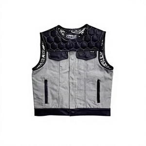 Chaleco de Cuero para Motocicleta Estilo Guruna Club, Chaqueta sin Mangas de Cuero Vacuno con Parches de Mezclilla para Hombre, Estilo Anarchy Biker, Guruna Z Industry All - Product Image 2