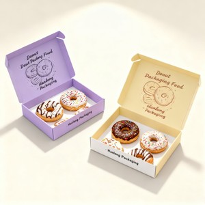 Phân Hủy Sinh Học Sinh Thái Thân Thiện Có Thể Gập Lại Donut Hộp Hot Bán Bánh Cấp Thực Phẩm Cookie Bánh Mì Pastry Macaron Giấy Bao Bì Hộp - Product Image 3