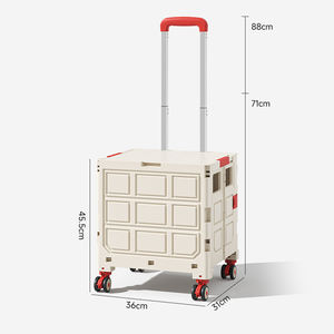 सुपरमार्केट कैंपिंग पोर्टेबल कार चल भंडारण शॉपिंग कार्ट प्लास्टिक फोल्डिंग ट्रॉली कारट्स सार्वभौमिक पहियों के साथ दराज - Product Image 2