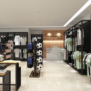 Diseño de <span class=keywords><strong>Tienda</strong></span> Completo: Estantería Metálica Ecológica para Artículos Deportivos, con Placa Trasera para Montaje en Suelo y Pared, Estante para Ropa Masculina para Tiendas de Ropa - Product Image 3
