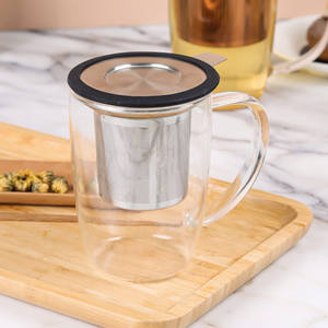 Vidro borosilicato chá caneca copos de chá com aço inoxidável Infusor & Tampa, folha solta vidro chá caneca - Product Image 3