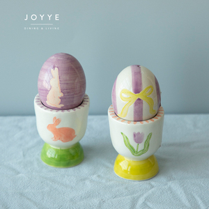 Set di Stoviglie in Ceramica JOYYE per Pasqua con Coniglietti, Tulipani, Fiocchi e Design a Quadretti, Servizio Personalizzabile per Feste - Product Image 4
