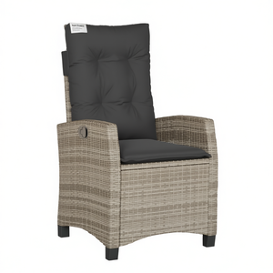 Poly Rattan Reclining Patio Chair With <b>Cushions</b> Gray Contemporary Outdoor Garden Chair - Product Image 1