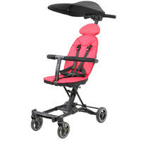 Poussette de voyage portable ultra compacte et légère pour bébé avec système de pliage confortable de taille cabine à grandes roues