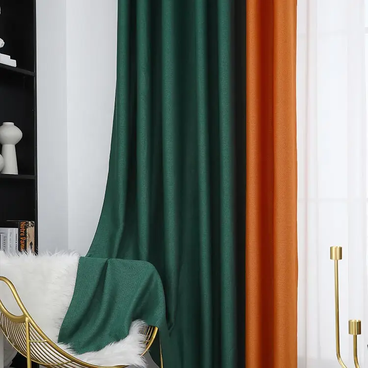 Atacado patchwork linho cortinas luxo blackout Janela cortinas para sala de estar