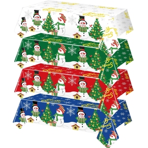 Nappe <span class=keywords><strong>de</strong></span> <span class=keywords><strong>Noël</strong></span> en PE, motif bonhomme <span class=keywords><strong>de</strong></span> neige, arbre <span class=keywords><strong>et</strong></span> cabane, <span class=keywords><strong>rouge</strong></span>, <span class=keywords><strong>blanc</strong></span>, bleu, <span class=keywords><strong>vert</strong></span> - Product Image 2