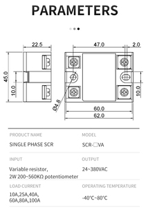 Kane <span class=keywords><strong>SSR</strong></span>-10A VA 25A 40A 50A 60A 80A 100A สถานะของแข็งตัวควบคุมแรงดันไฟฟ้า0-220VAC 0 ~ 380VAC เฟสเดียวชนิดต้านทาน <span class=keywords><strong>SCR</strong></span> - Product Image 3