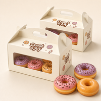 Boîte à gâteau personnalisée en matériaux recyclés avec poignée, impression de logo en feuille d'or pour bonbons, chocolats, biscuits, desserts, emballage cadeau