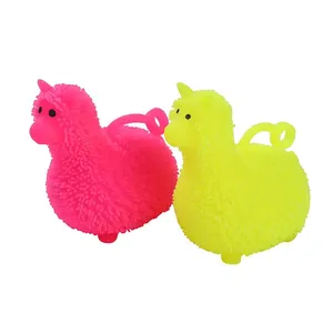 Jincan Factory Direct New Arrival Cartoon <b>Alpaca</b> Hairy Ball <b>Toy</b> TPR Inflatable Flashing Puffer Sensory Fidget <b>Toy</b> for Boys Girls - Product Image 2