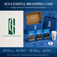 Kit d'emballage de café de luxe personnalisé avec boîte cadeau, sac à soufflet latéral personnalisable, gobelet en papier, ensemble de filtres à café, kit de sacs à café