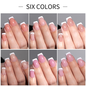 Bán buôn móng tay giả Pháp 32 chiếc nhãn hiệu riêng, chất liệu gel mềm, kiểu dáng móng tay giả phủ kín màu hồng nude, dán liền kiểu Pháp - Product Image 3