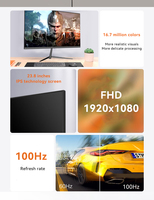 Moniteur de jeu professionnel 23.8 pouces 75Hz 100Hz 1080P 1920x1080 1K FHD caméra intégrée Webcam pour café Internet/Studio bureau à domicile