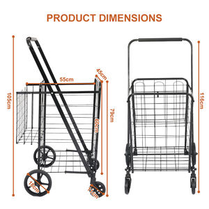 Le chariot de magasinage pliable portable sur mesure de 45 kg, grande capacité, léger, avec volant pivotant - Product Image 5