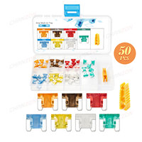 50pc Micro Mini Blade Auto Car Fuse Assortment Set 5A 7.5A 10A 15A 20A 25A 30A Motorcycle Automotive Low Profile LP Assorted Kit