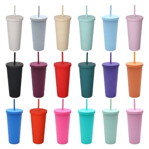 Mug à <span class=keywords><strong>eau</strong></span> portable moderne en plastique <span class=keywords><strong>de</strong></span> 24 oz, double paroi, avec paille, pour l'exportation transfrontalière - Product Image 2