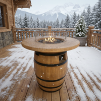 Table de feu au propane jaune, best-seller, pour restaurant, bar, avec housse résistante aux intempéries