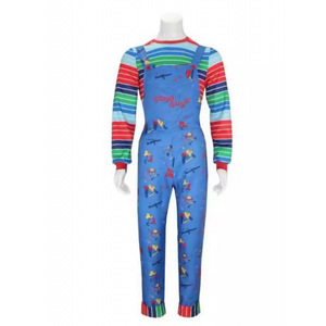 Disfraz de Chucky, Mono Unisex para Adultos, Disfraz de Halloween, Cosplay de Película de Televisión, Traje Azul a Rayas de Manga Larga - Product Image 1