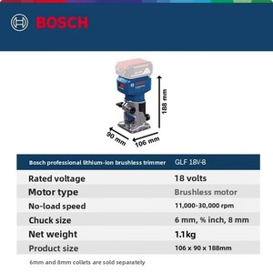 <span class=keywords><strong>Bosch</strong></span> GLF <span class=keywords><strong>18V</strong></span>-8/GKF <span class=keywords><strong>18V</strong></span>-8 Agent Général de Gros pour <span class=keywords><strong>Ponceuse</strong></span> Excentrique à Batterie Lithium Rechargeable 1,1 kg - Product Image 3