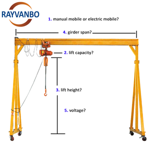 Grue <span class=keywords><strong>portique</strong></span> mobile légère de 1 tonne avec moteur et engrenages, hauteur de levage de 10 m, hauteur réglable pour levage en hauteur en entrepôt - Product Image 3