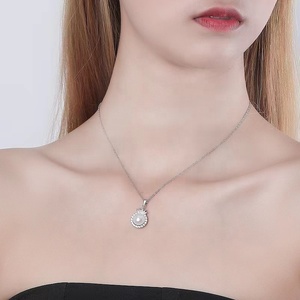 Crown Pendant Women S925 Sterling Silver Can DIY <strong>Empty</strong> Pendant Pearl with Diamond Necklace - Product Image 2