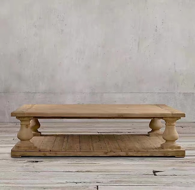 Vintage Rustic Reclaimed Solid Wood Rectangular Coffee Table Modern Design Timeless Living Room Furniture for Home Use