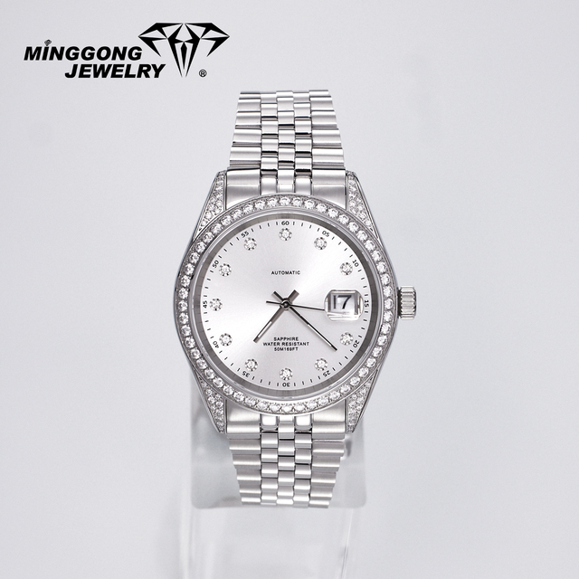 High-End 40mm Stainless Steel Iced Moissanite Watch for Men Waterproof Fully Iced Wristwatch Luxury Mechanical Fashionable