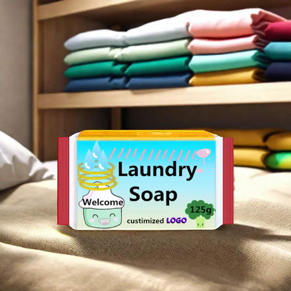 OEM卸売125g環境にやさしいソリッドランドリーソープ家庭用アパレル衣類洗浄用石鹸洗浄に適しています